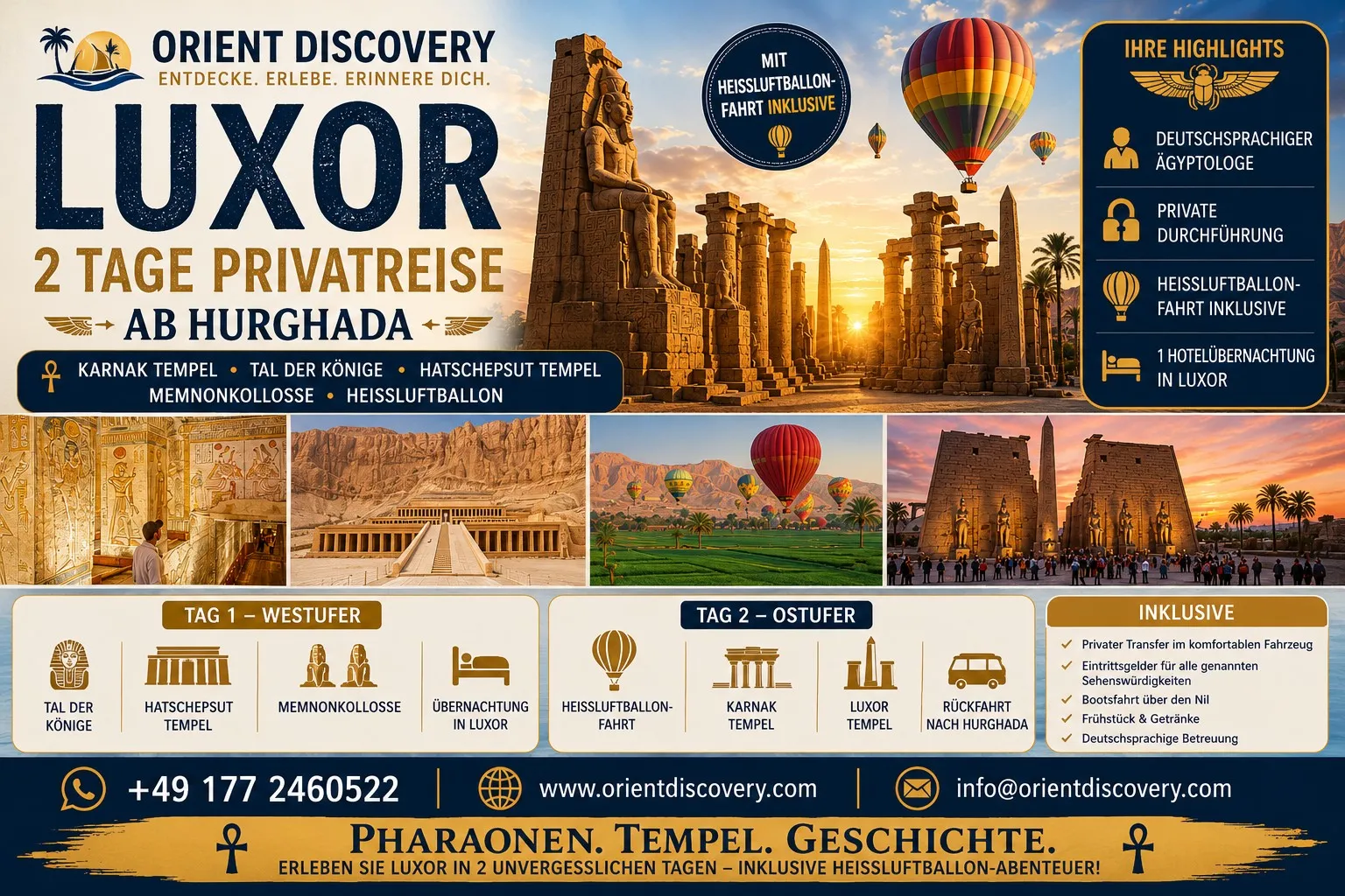Luxor 2-Tage private Tour ab Hurghada inkl. Heißluftballonfahrt 