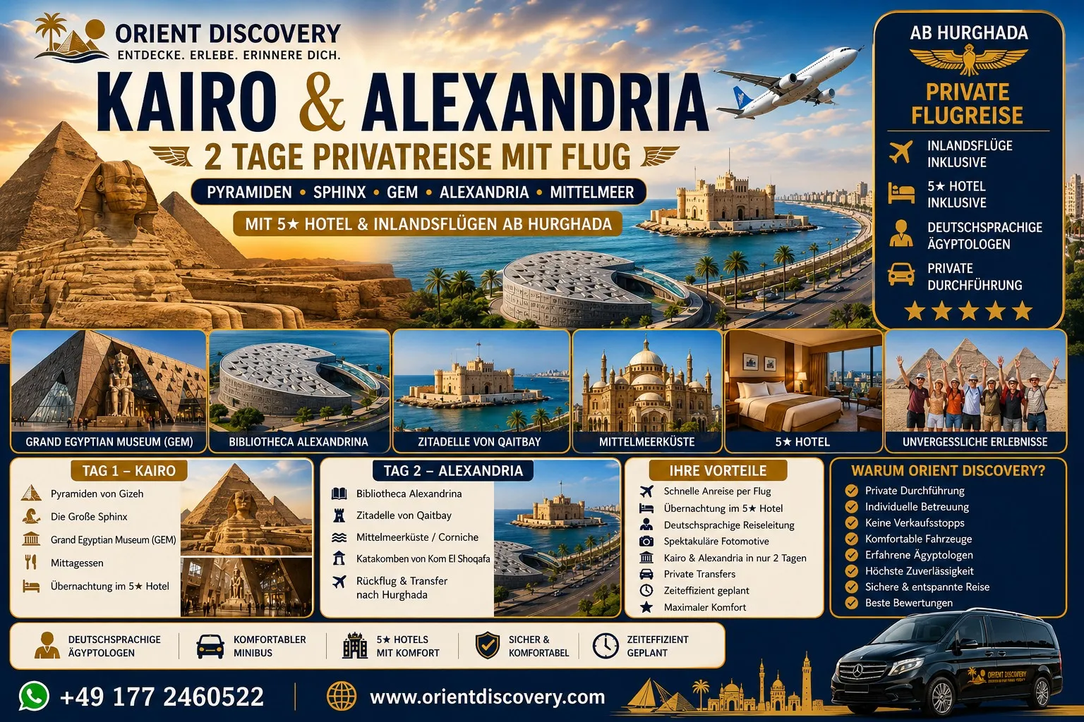 Private 2-Tage Kairo & Alexandria Tour ab Hurghada (inkl. Flug) und 5*Hotel