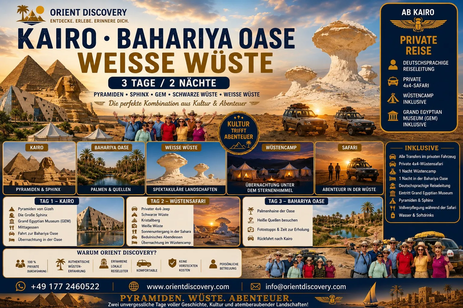 Privater 3-Tage-Ausflug nach Kairo, Bahariya-Oase & Weiße Wüste