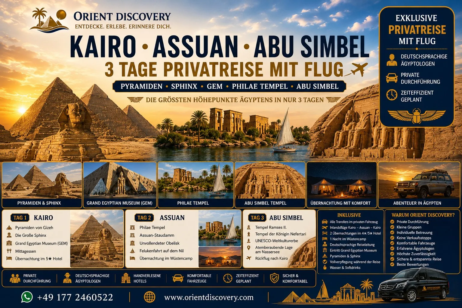 3-Tage-Privatreise nach Kairo, Assuan & Abu Simbel mit Flug