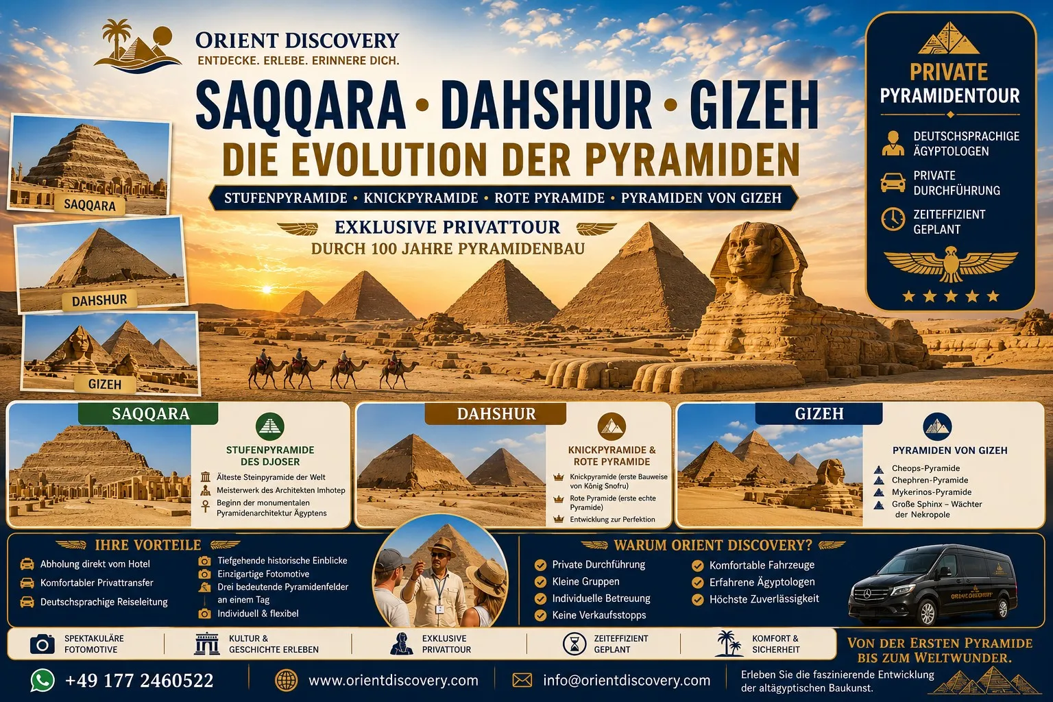 Exklusiver privater Pyramiden-Ausflug nach Sakkara, Dahschur & Gizeh