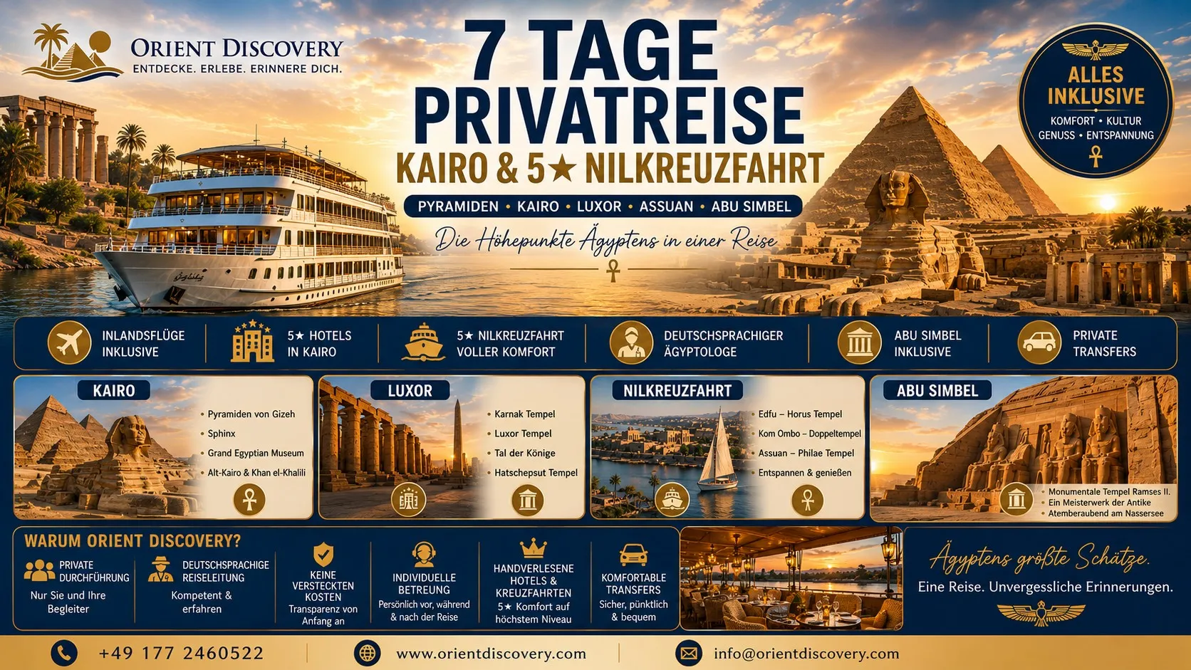 Private 7-Tage Kairo 5*Hotel und 5*Nilkreuzfahrt Inkl. Inlandsflug & Abo Simbel