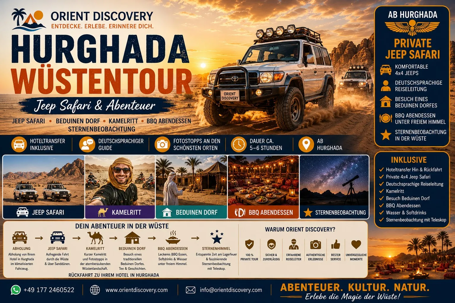 Hurghada Wüstentour – Jeep Safari, Beduinendorf & Sternenhimmel