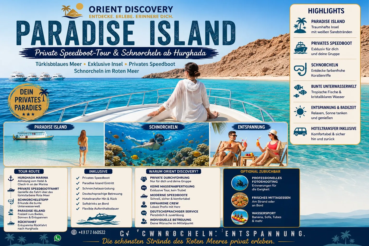 Paradise Insel Ausflug – Privates Speedboot & Schnorcheln