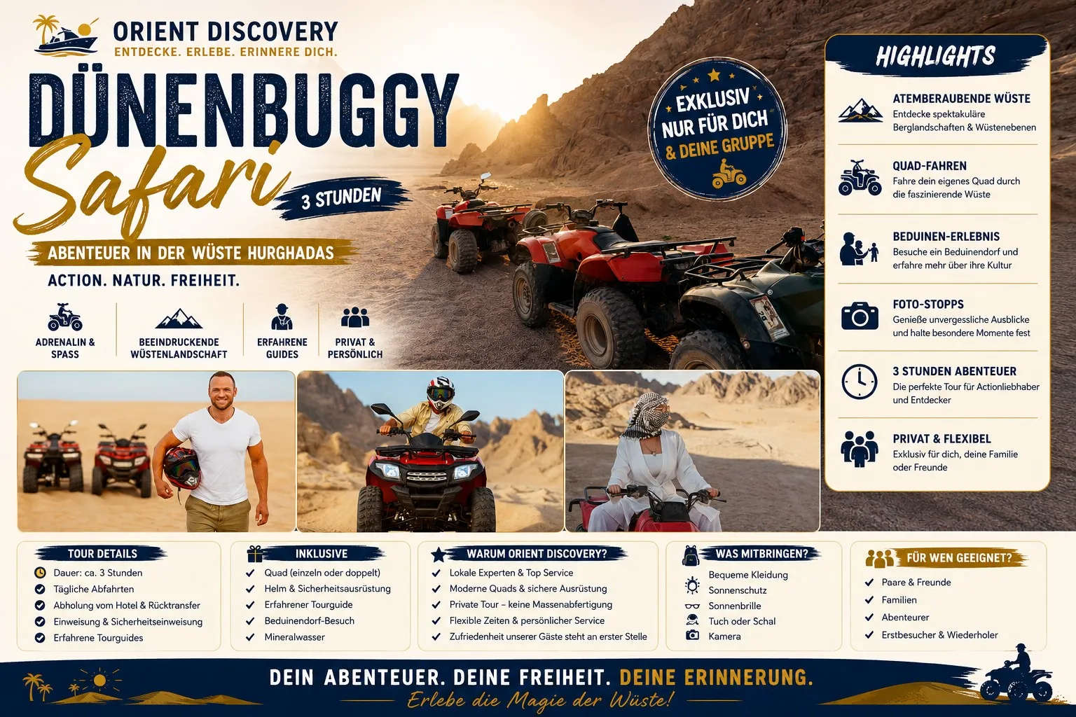 Private Dünenbuggy-Safari Hurghada – 3 Stunden nachmittags