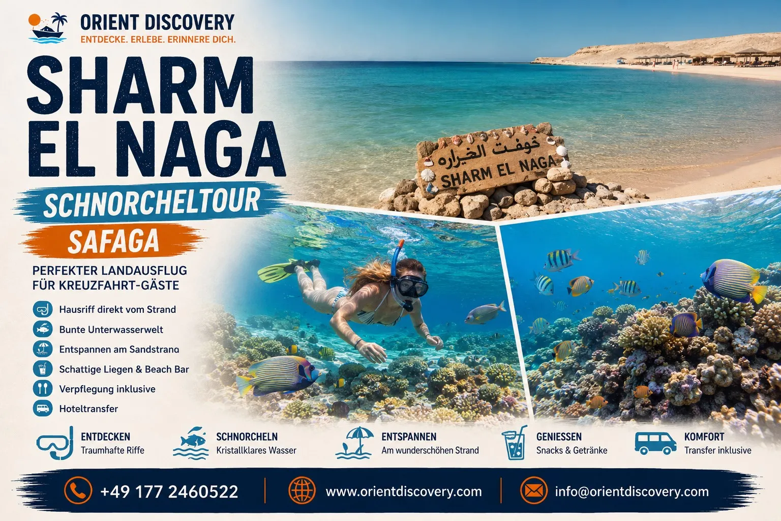Sharm Al Naga Schnorcheltour Safaga Hafen| für Kreuzfahrtgäste