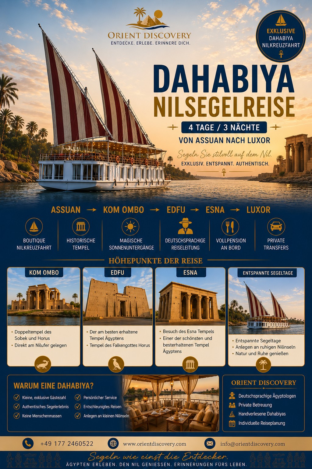 Dahabiya – Nilkreuzfahrt 4 Tage / 3 Nächte - Assuan → Luxor Photo 3