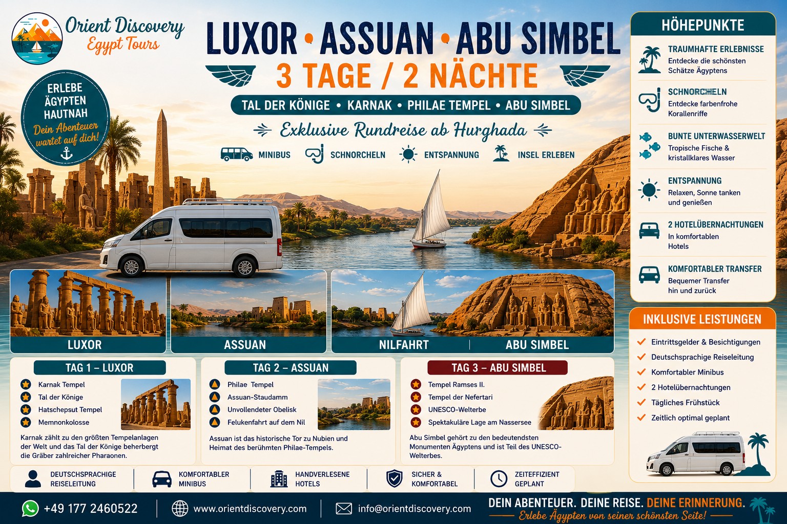 Private 3-Day Luxor, Aswan & Abu Simbel Tour from Hurghada