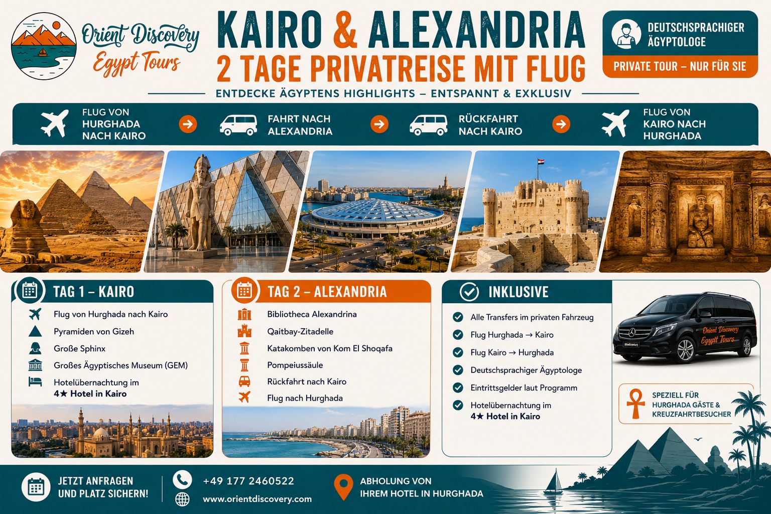 Private 2-Tage Kairo & Alexandria Tour ab Hurghada (inkl. Flug)