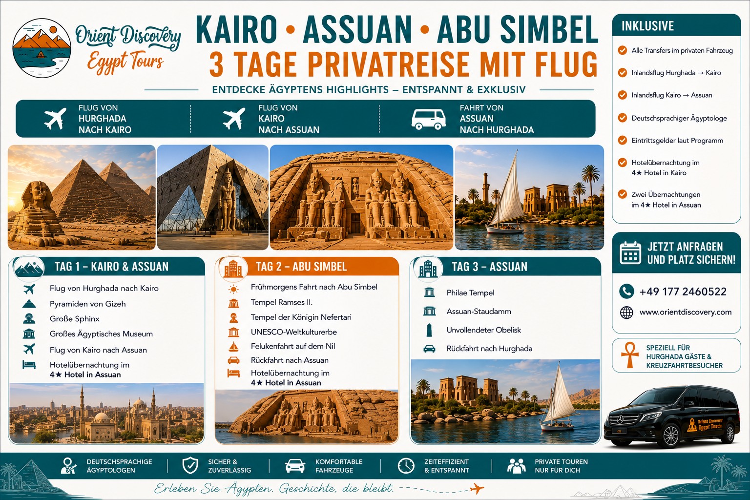 Private 3-Day Cairo, Aswan & Abu Simbel Tour from Hurghada