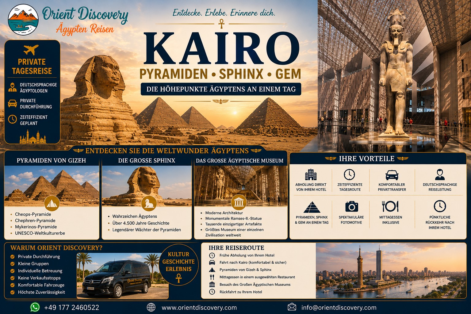 Privater Tagesausflug nach Kairo ab Hurghada |Pyramiden, Sphinx & Großes Ägyptisches Museum