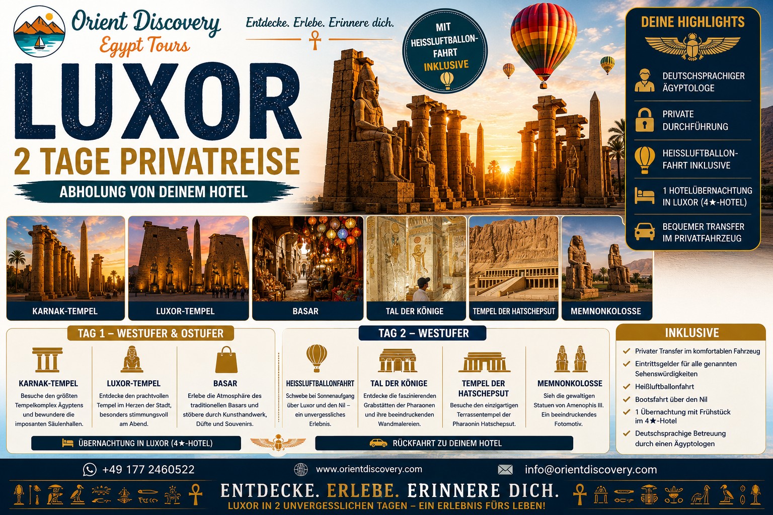 Private 2-Day Luxor Tour from Hurghada | Valley of the Kings, Karnak Temple & Hot Air Balloon