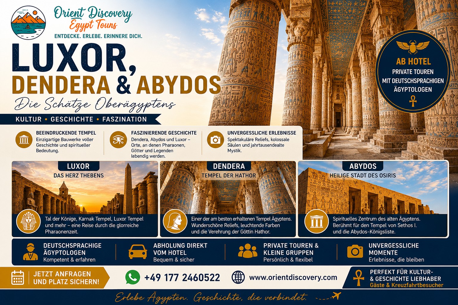3-Day Private Tour to Luxor, Dendera & Abydos from Hurhada