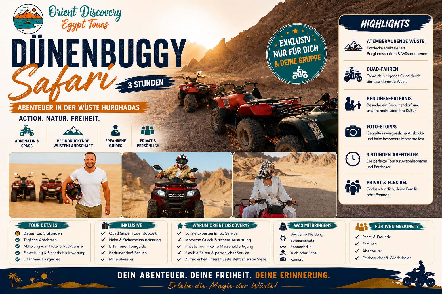 Private Dünenbuggy-Safari Hurghada – 3 Stunden nachmittags