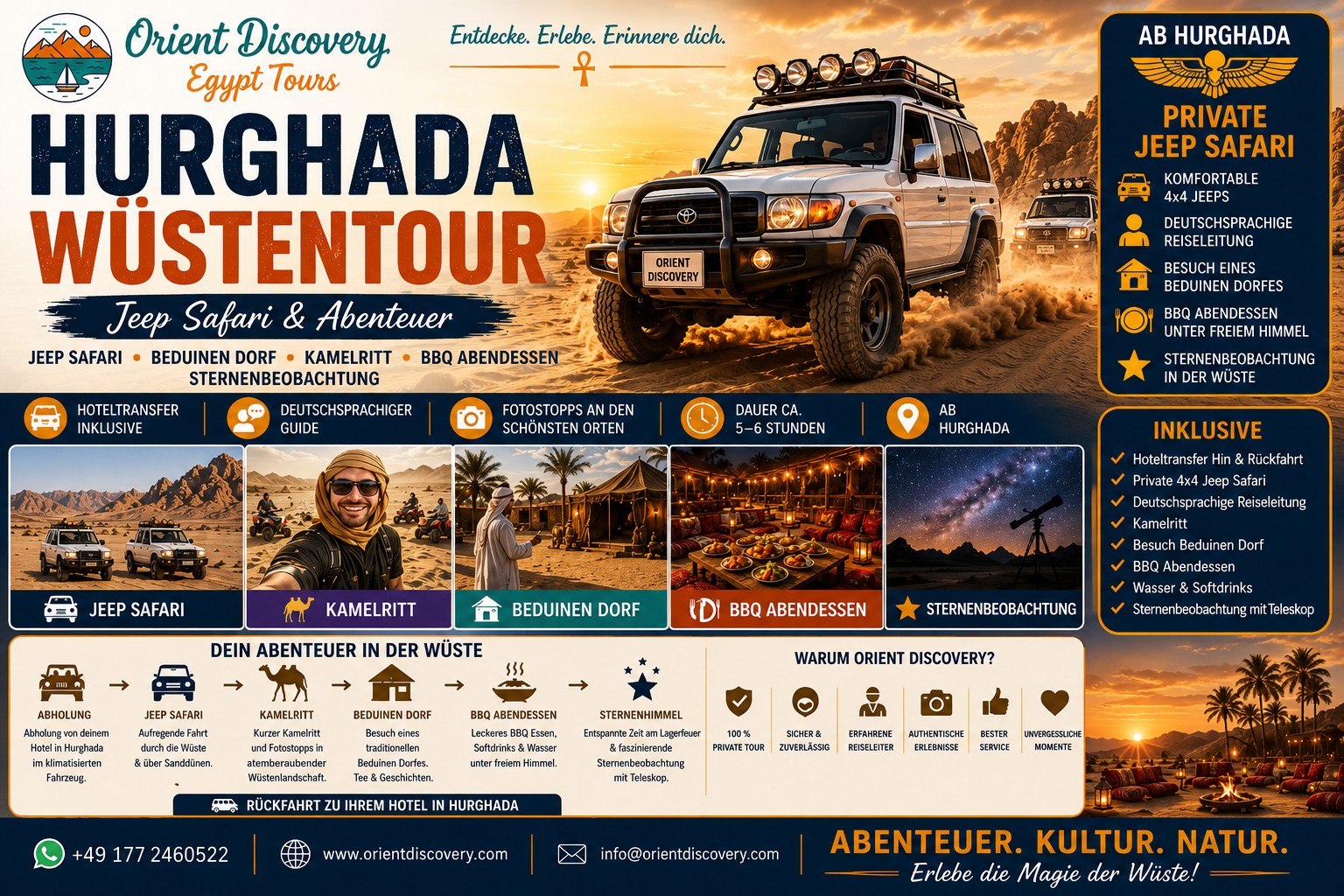 Hurghada Wüstentour – Jeep Safari, Beduinendorf & Sternenhimmel