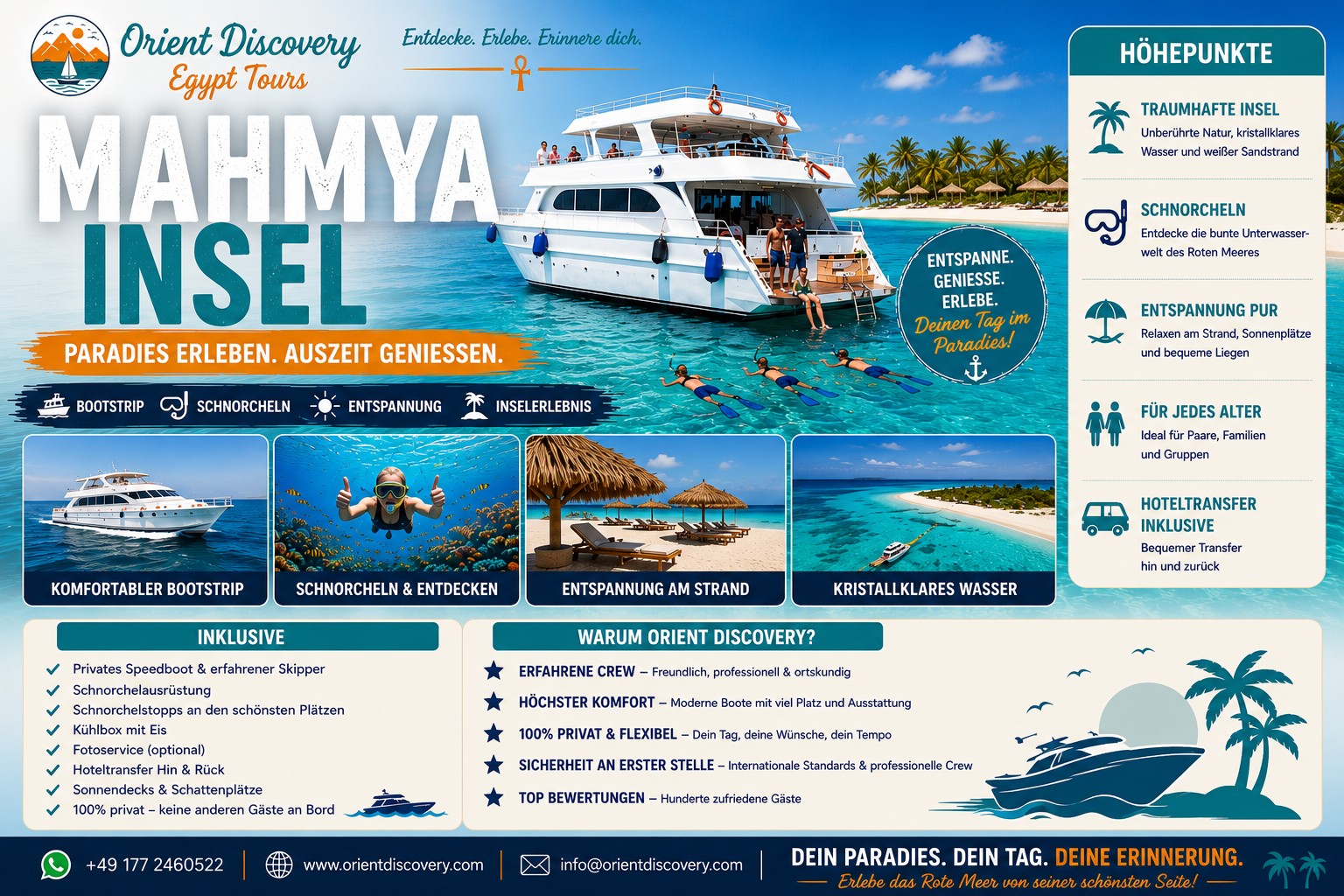 Schnorchelausflug zur Mahmya-Insel | Ganztagestour ab Hurghada  