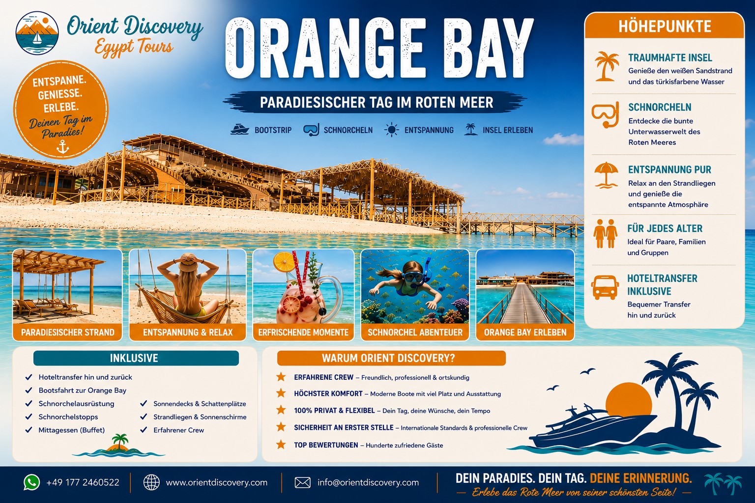 Orange Bay Inseltour in Hurghada | Ganztägige Schnorchel- und Inseltour  