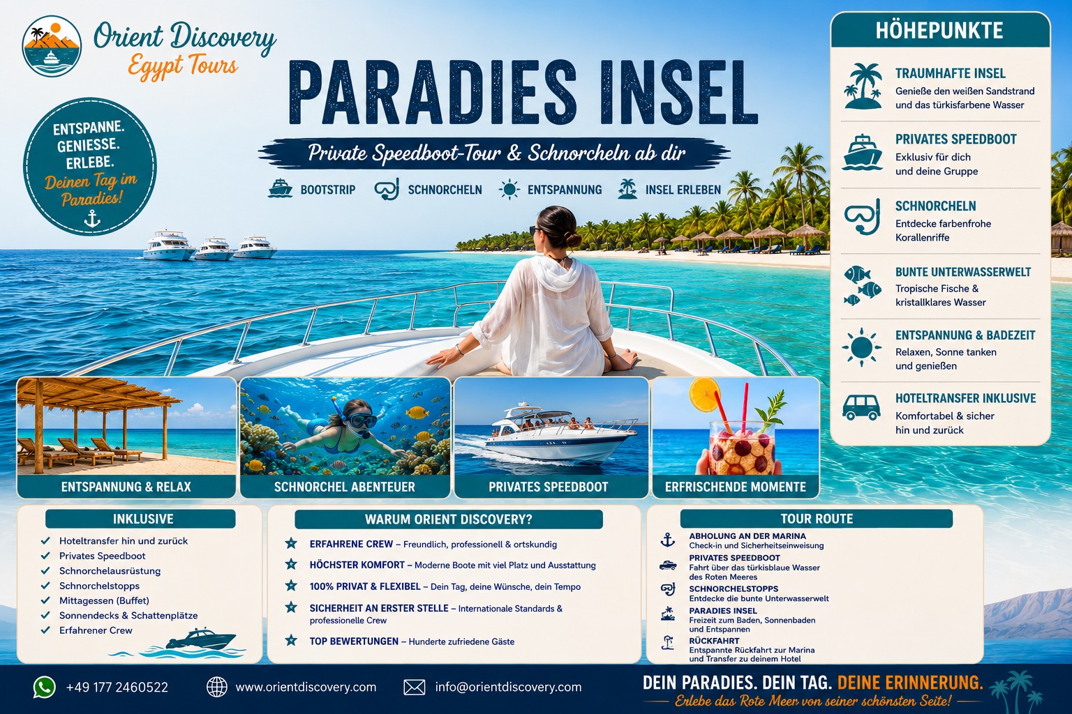 Paradise Insel Ausflug – Privates Speedboot & Schnorcheln