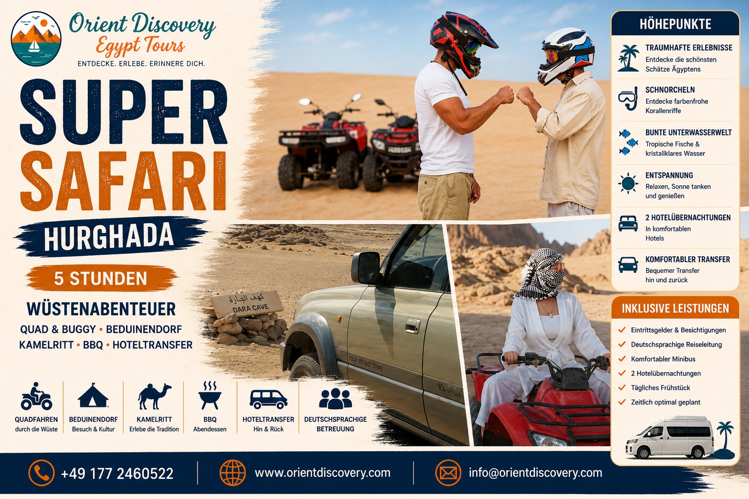 Hurghada Super Safari – Quad, Buggy, Desert Adventure & Bedouin Village